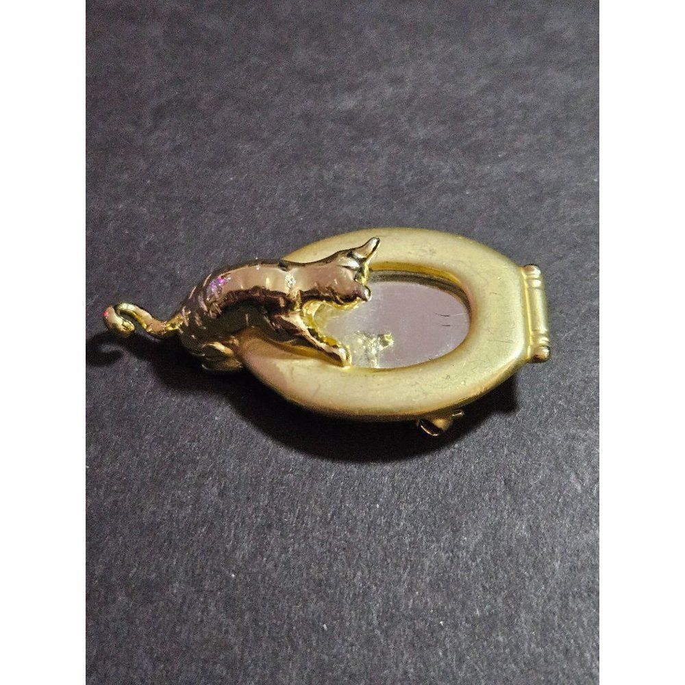 AJC vintage gold tone kitty cat brooch - Picture 6 of 10